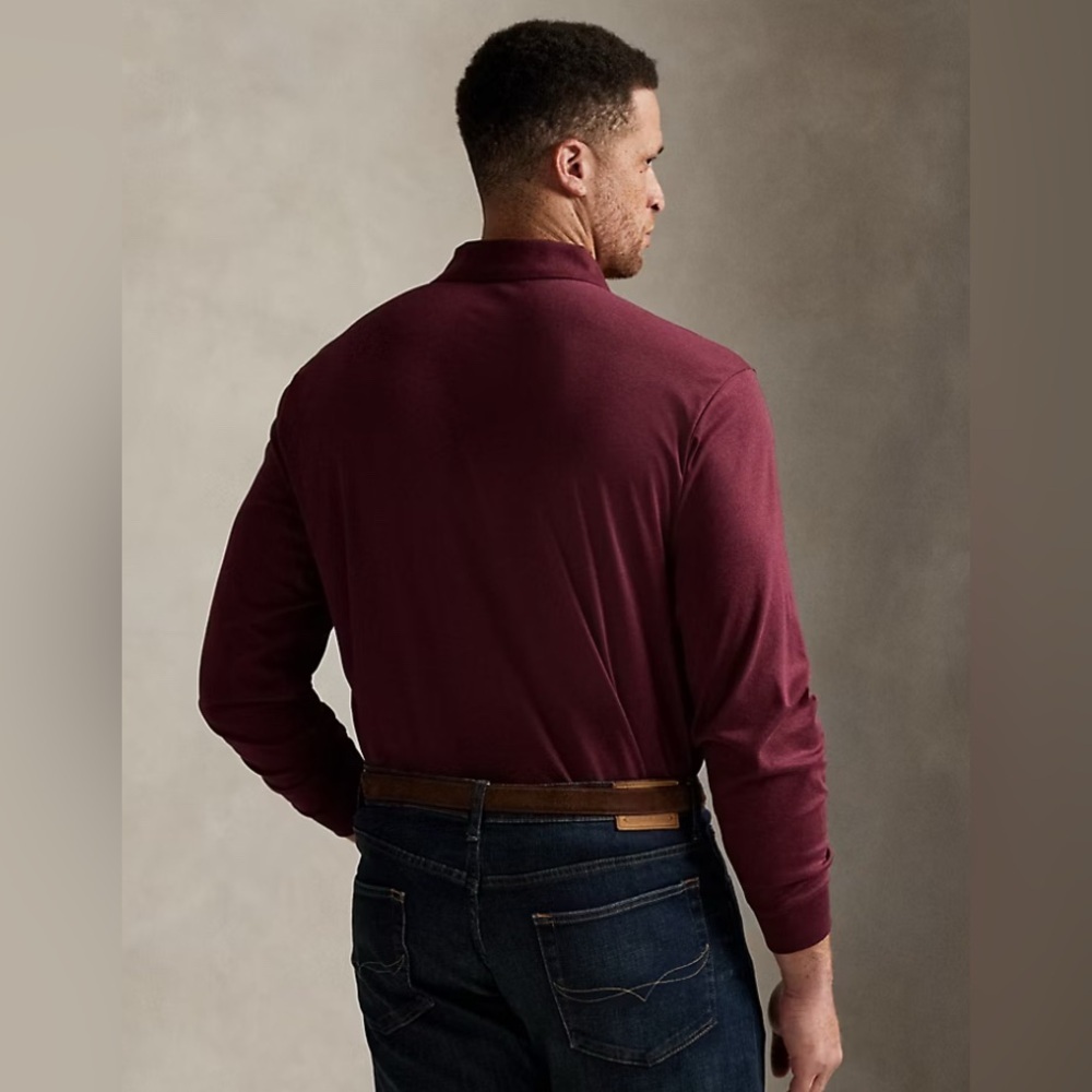 Polo Ralph Lauren soft collared long sleeve maroon logo pony cotton shirt 4XLT - Picture 2 of 8